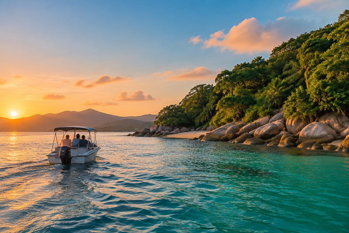 Passeio de barco em praia de Florianópolis